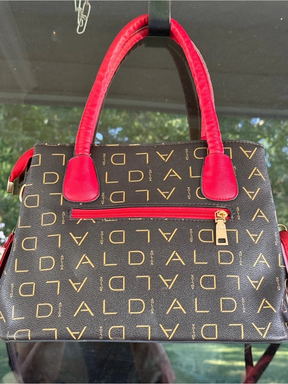 Aldo Brown Logo Satchel with Red Trim - Picture 3 of 7